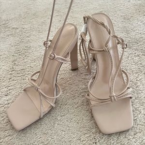 New nude lace up heels